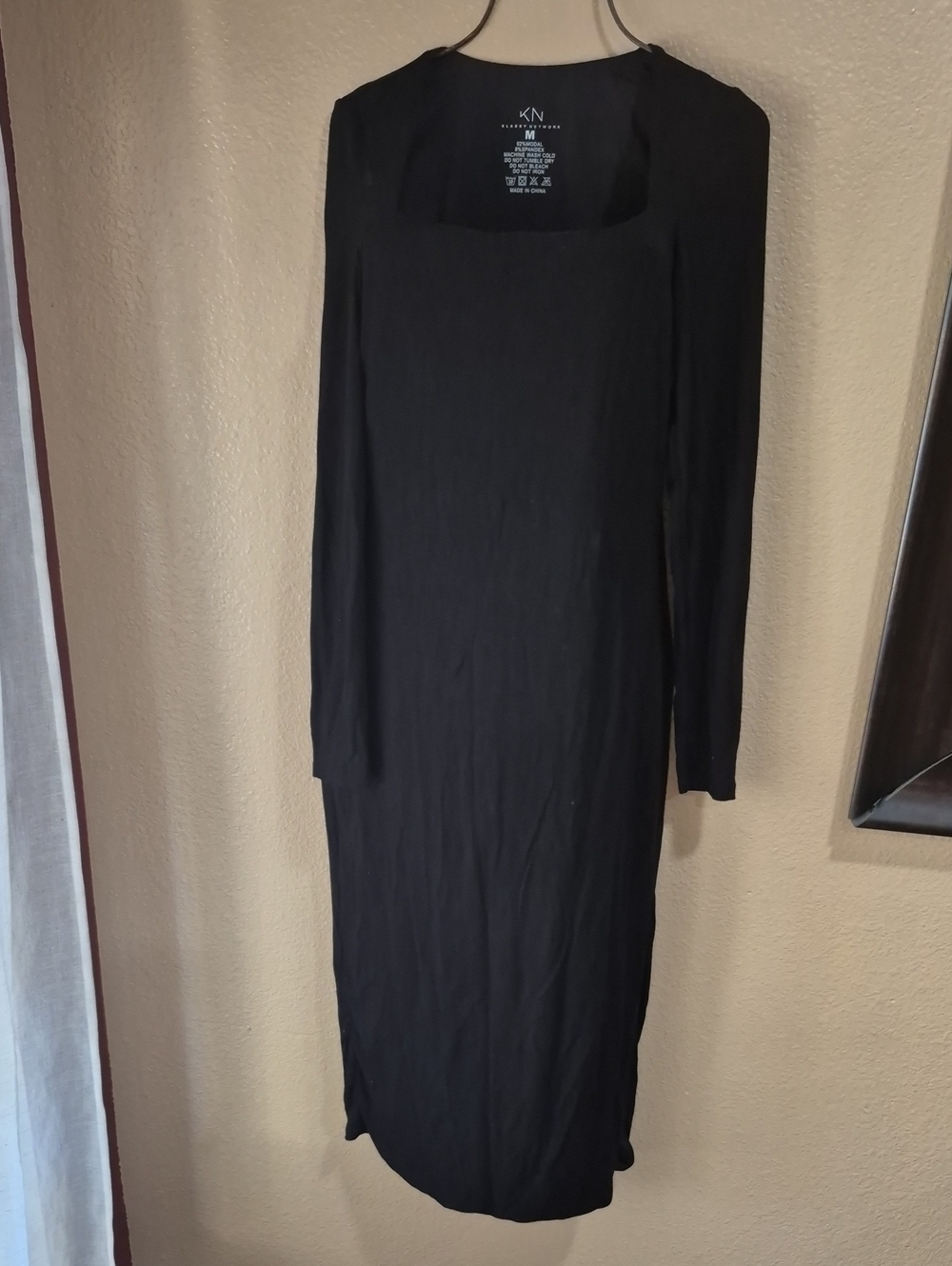 Black Long Sleeve Square Neck Dress